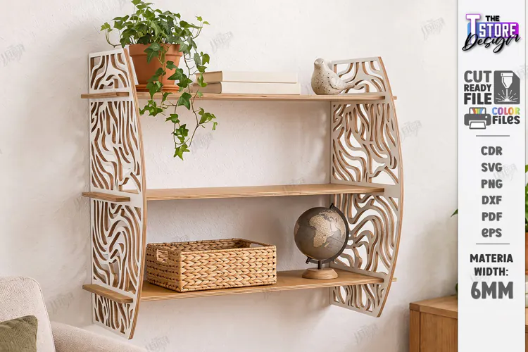 3D Decorative Wall Shelf Laser Cut | Home Wall Organization