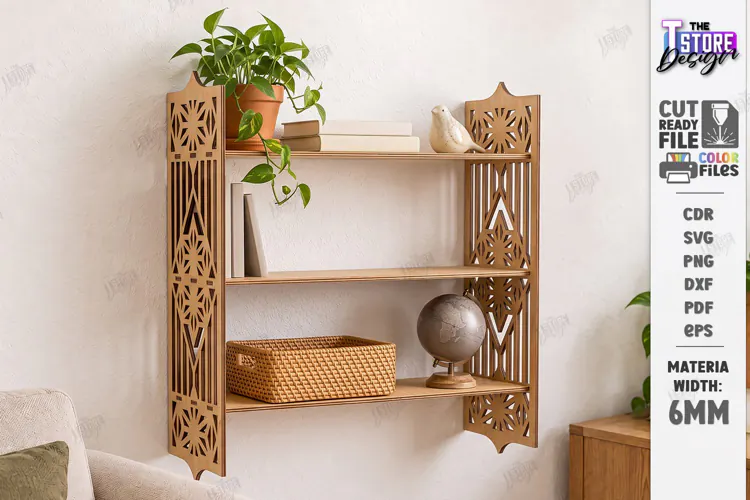3D Decorative Wall Shelf Laser Cut | Home Wall Organization