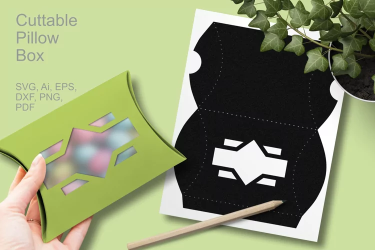 Decorative Window Cuttable Pillow Box for Small Favors SVG