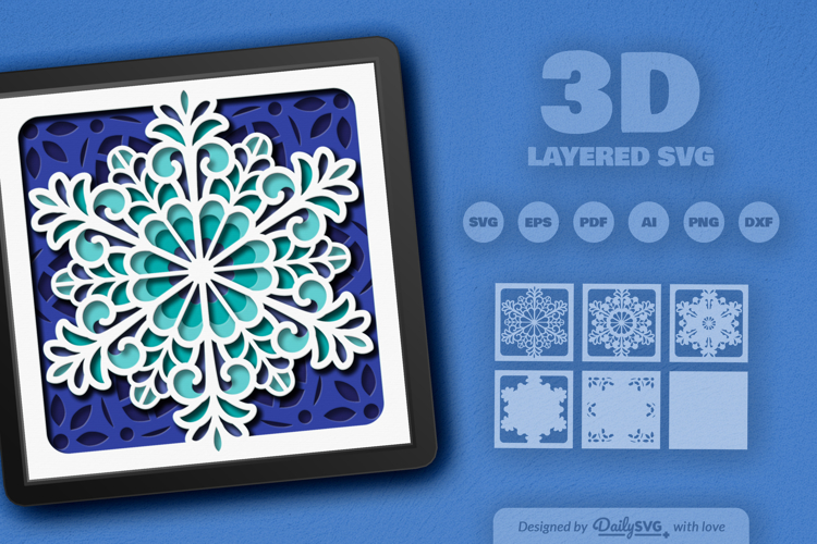 Decorative Winter Snowflake Mandala Layered Papercut