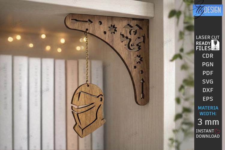 Decorative Bookshelf Corner Brackets Laser Cut | Home Decor example image 1