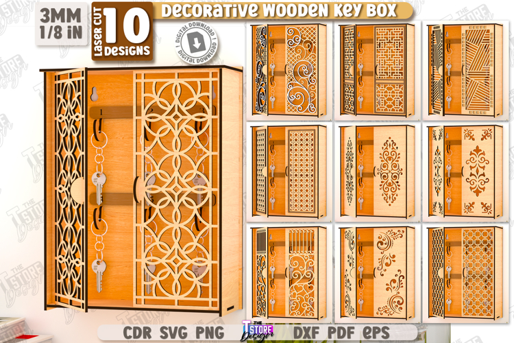 Decorative Key Boxes Laser Cut Bundle|Wall Keys Holders|CNC