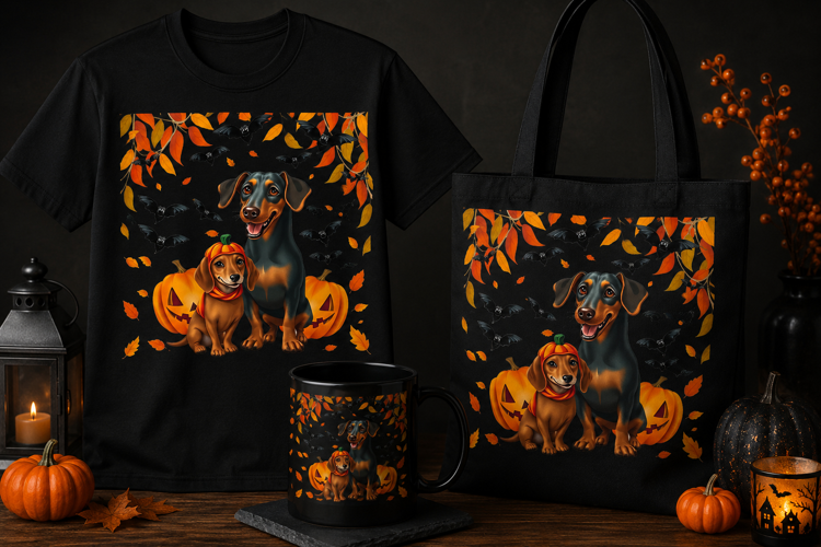 Halloween Dachshund PNG | Cute Dog & Puppy Pumpkin Design