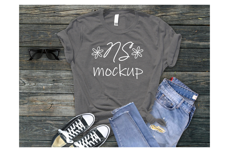 BELLA CANVAS 3001 t-shirt mockup DEEP HEATHER