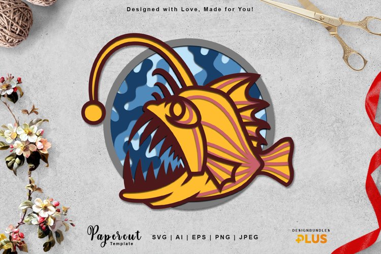 Anglerfish, Deep Sea Creature 3D Layered SVG Papercut Craft