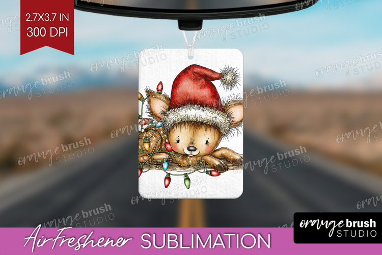 Deer Tangled In Christmas Lights Air Freshener PNG Funny