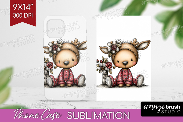 Deer Valentine Phone Case PNG Whimsical Animal Case PNG