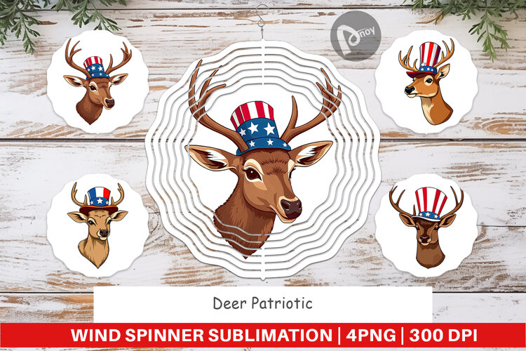 Wind Spinner Deer Patriotic example image 1