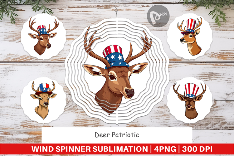 Wind Spinner Deer Patriotic