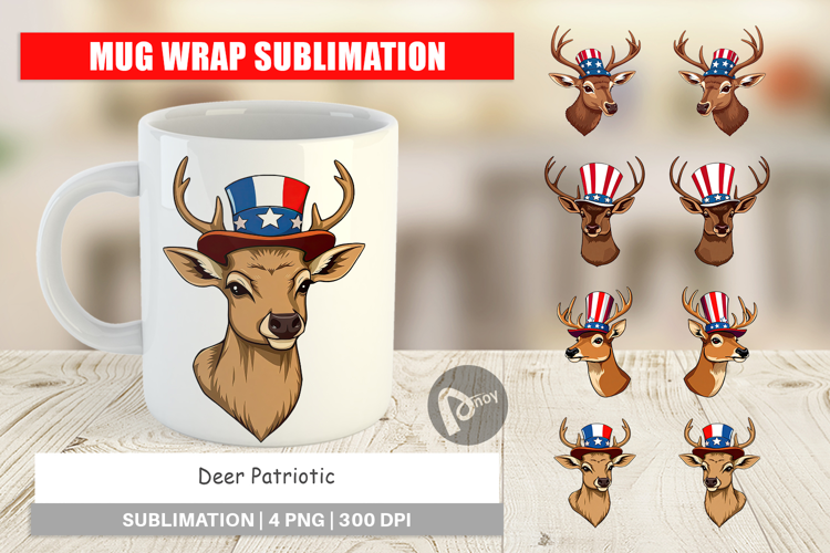 Mug Wrap Deer Patriotic