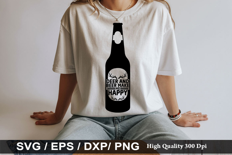 Deer and beer make me happy - Hunting SVG Design