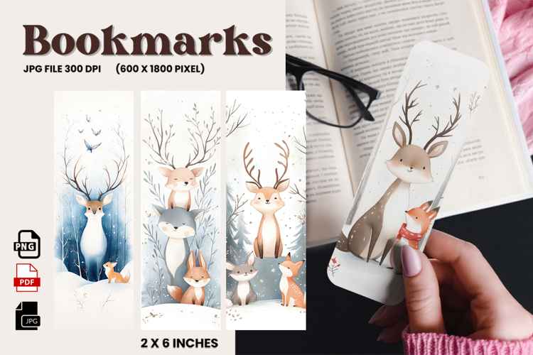 Christmas Bookmark Cute Deer Winter Snow Design Printable_62