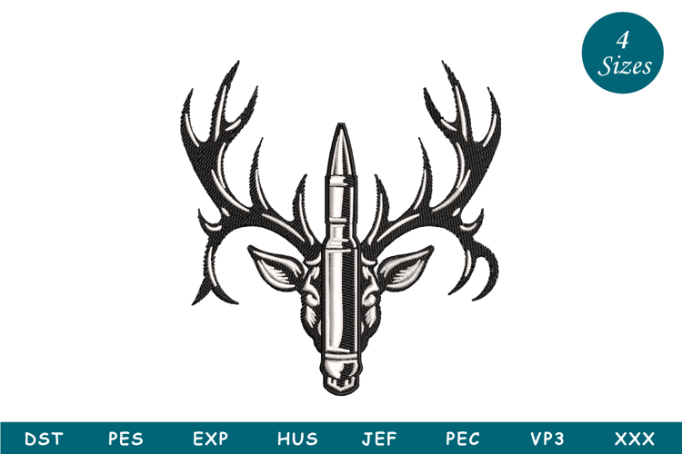 Deer With Bullet Embroidery Design