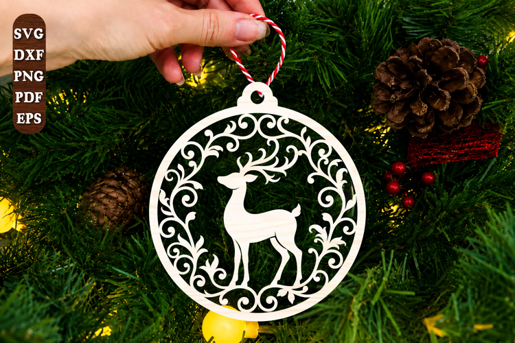 Deer Christmas Ornament Laser Cut SVG