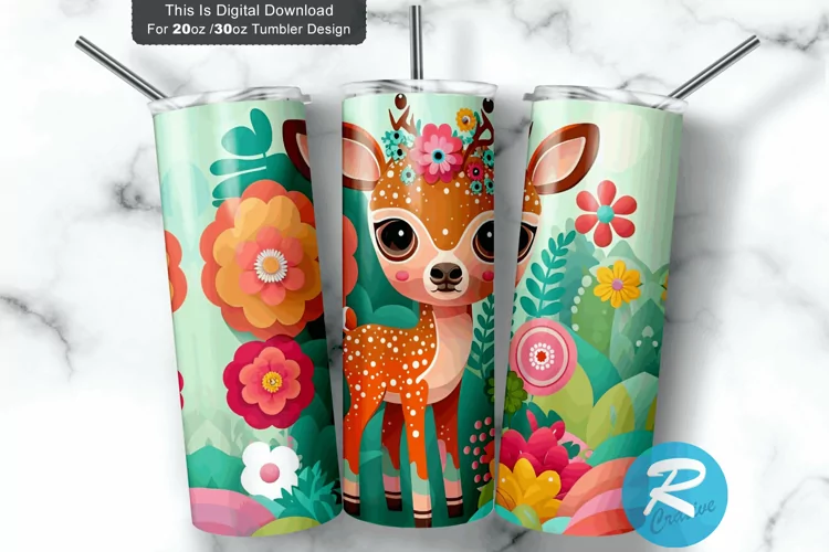 Deer Colorful Kids 20oz/30oz Skinny Tumbler