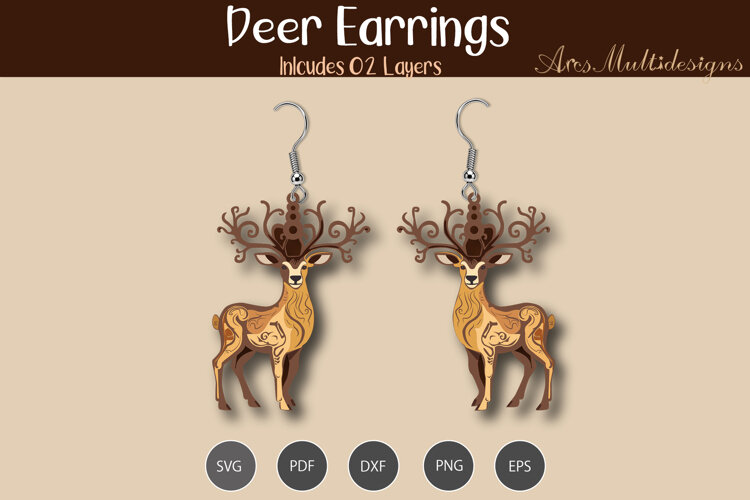 Deer Earrings Laser Cut Jewelry example image 1
