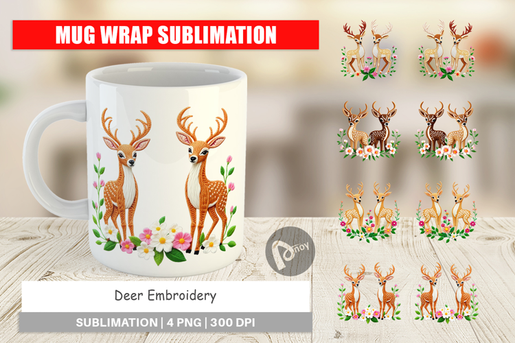 Mug Wrap Deer Embroidery