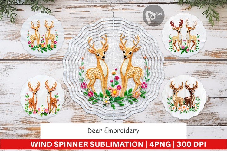 Wind Spinner Deer Embroidery