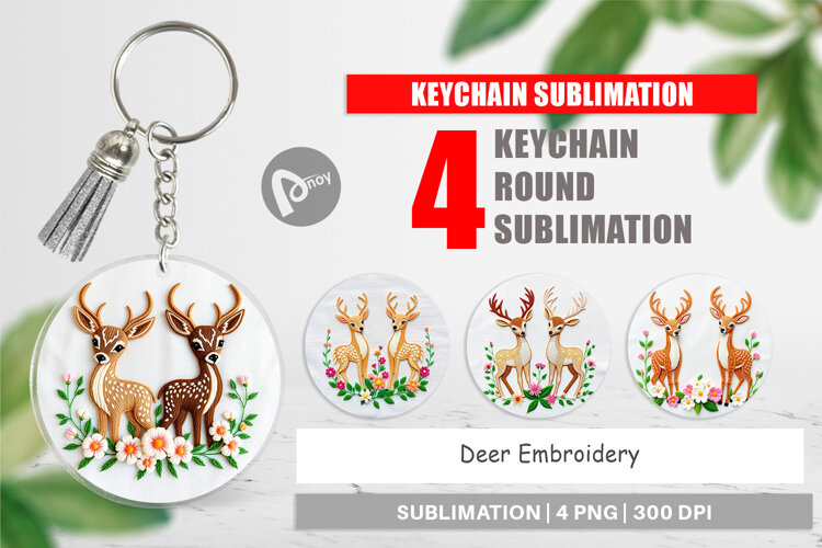 Keychain Deer Embroidery example image 1