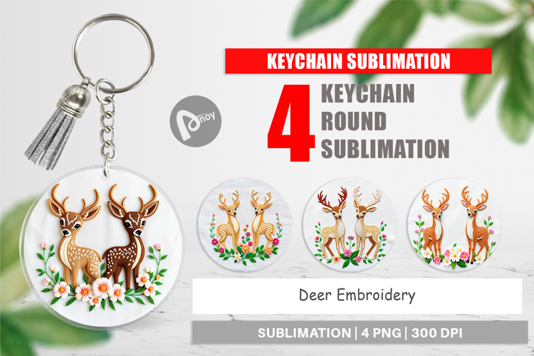 Keychain Deer Embroidery