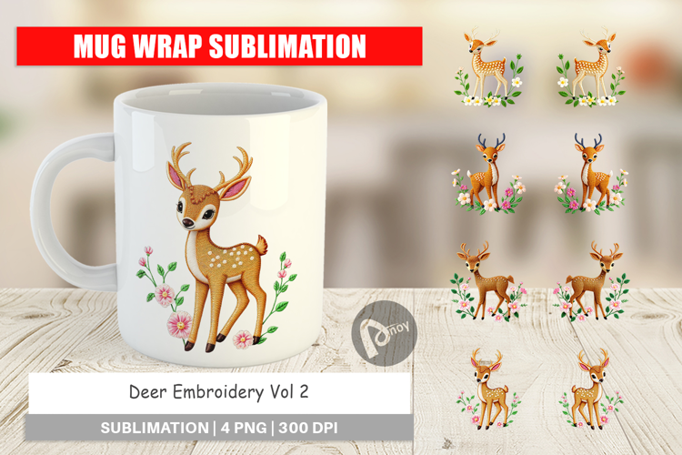 Mug Wrap Deer Embroidery