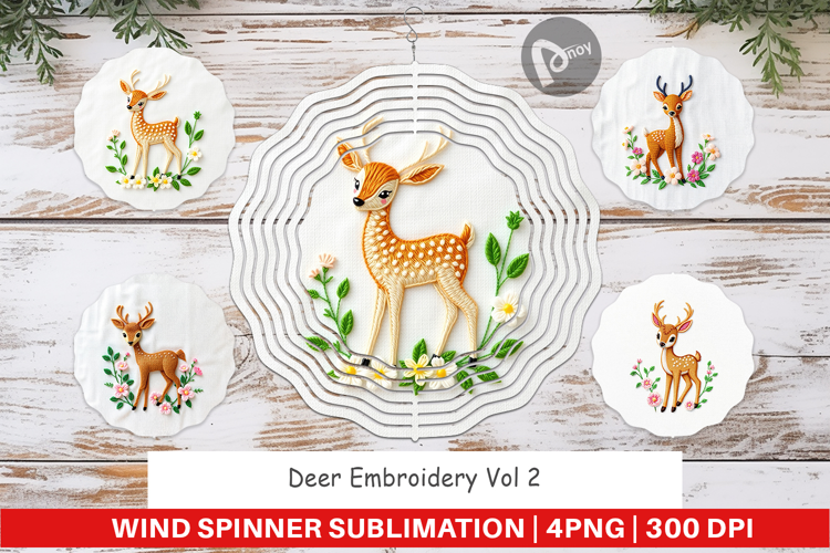 Wind Spinner Deer Embroidery