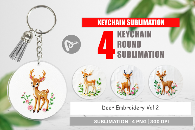 Keychain Deer Embroidery