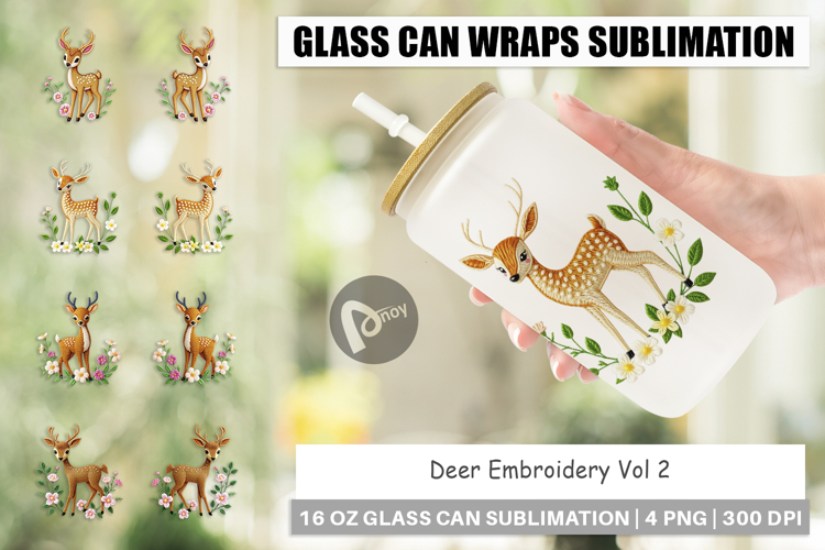 Glass Can Deer Embroidery