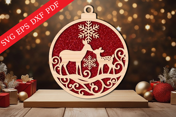 Deer Family Christmas Ornament SVG