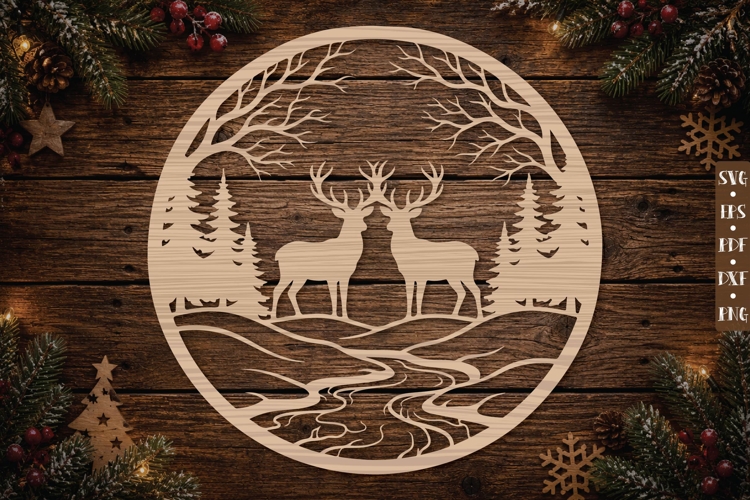 Deer Forest Ornament SVG