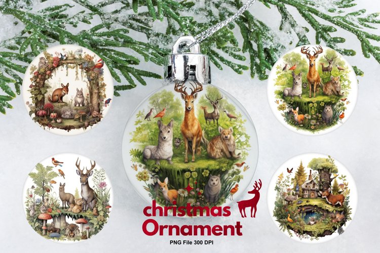 Christmas Deer Ornament Circle Deer Forest Decorate example image 1