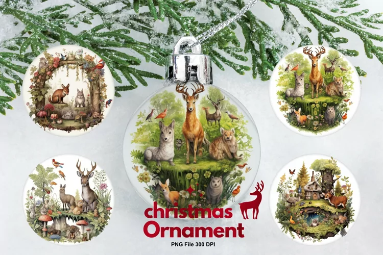 Christmas Deer Ornament Circle Deer Forest Decorate