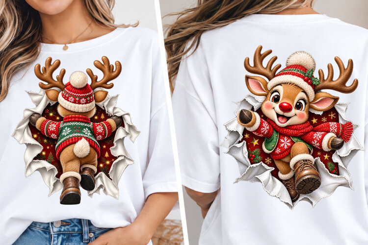 Deer Front & Back Christmas PNG example image 1