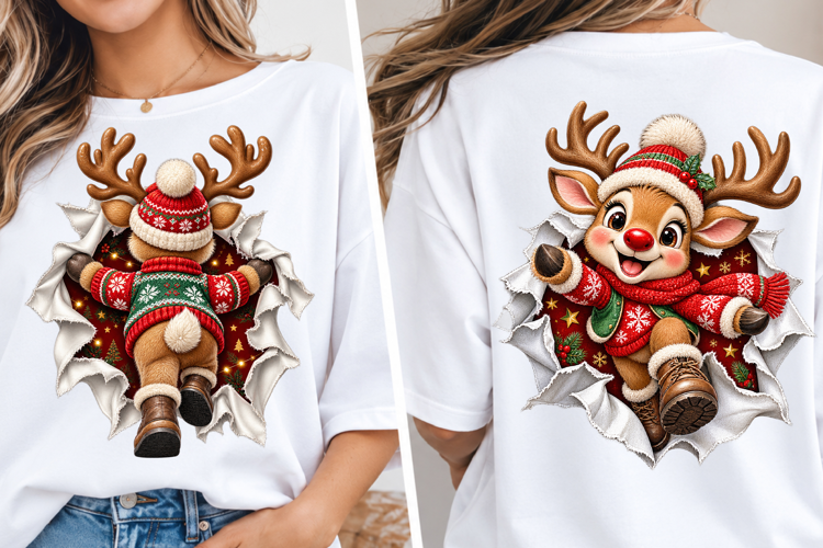 Deer Front & Back Christmas PNG