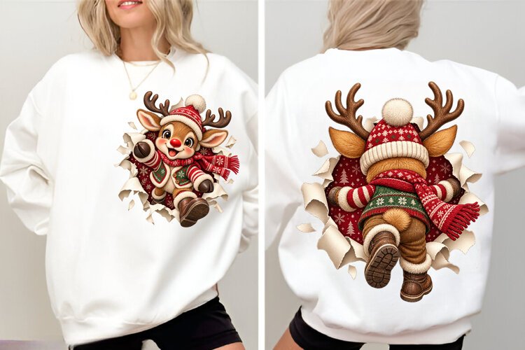 Deer Front & Back Christmas PNG example image 1