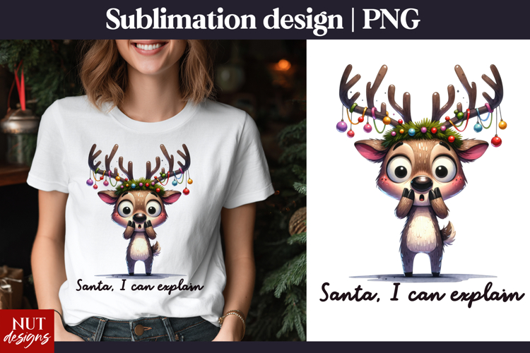 Funny Christmas tshirt Santa I Can Explain Reindeer PNG