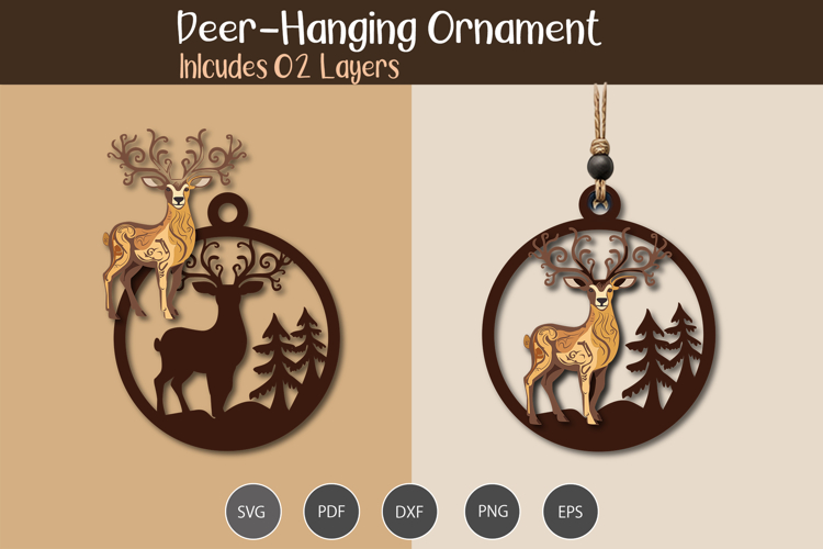 Hanging Deer Ornament SVG
