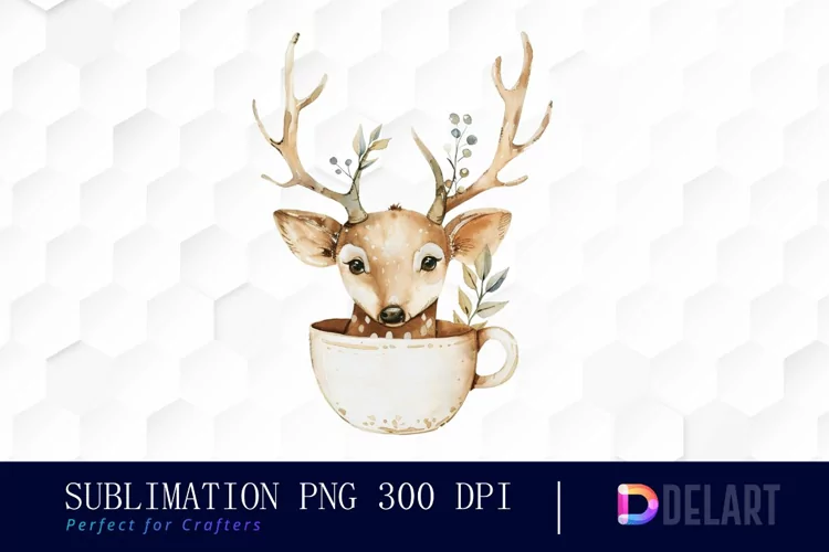 Deer in a Cup Sublimation PNG Clipart