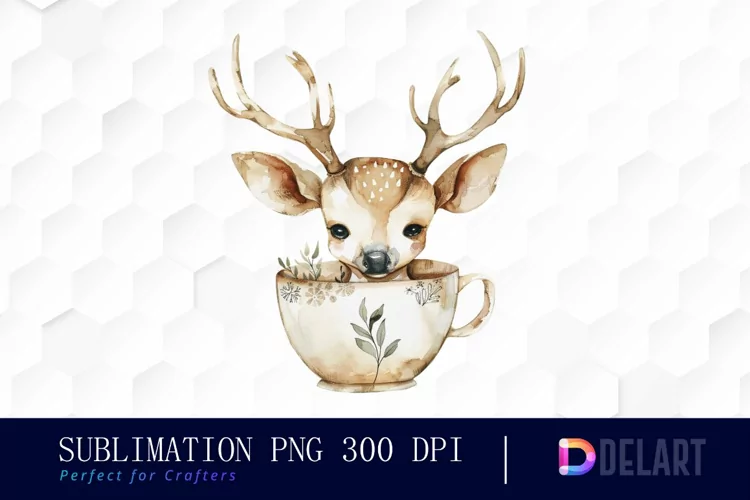 Deer in a Cup Graphics Clipart