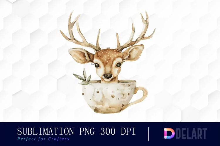 Deer in a Cup Sublimation PNG Clipart