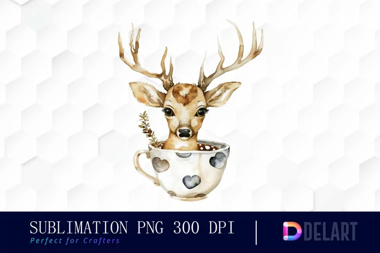 Deer in a Cup Design Clipart
