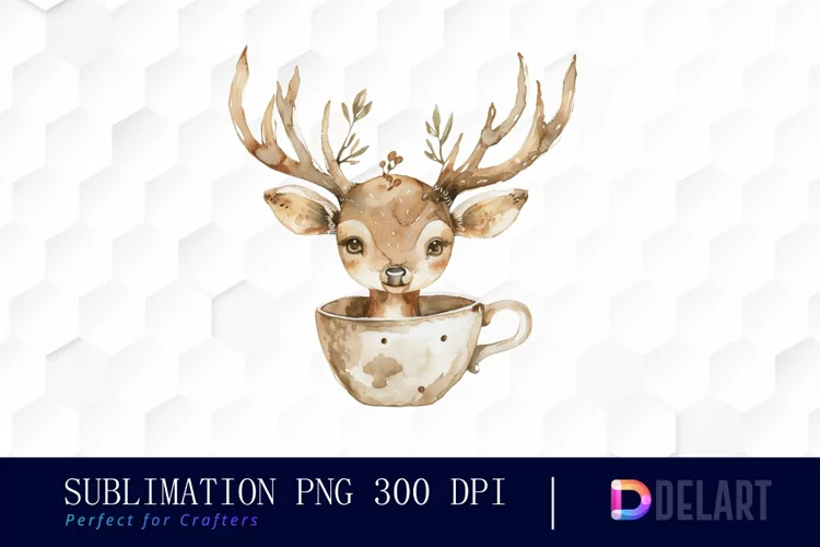 Deer in a Cup Design Clipart