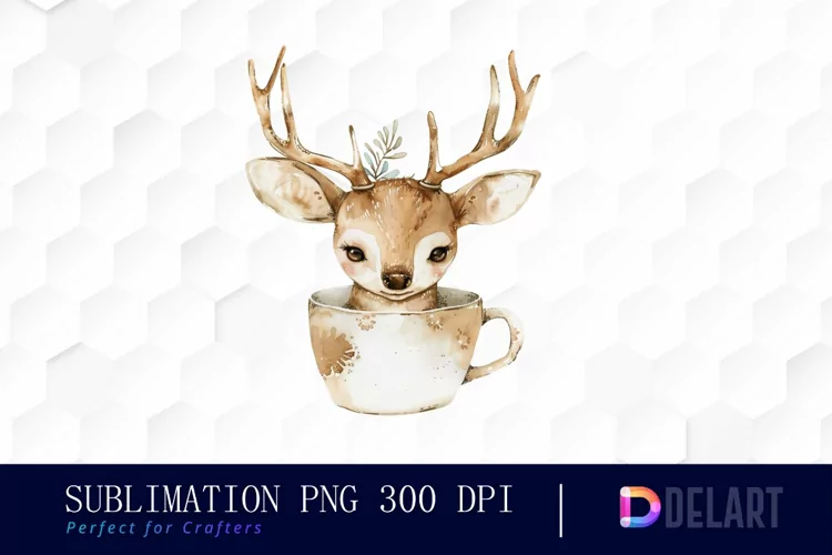Deer in a Cup Sublimation PNG Clipart