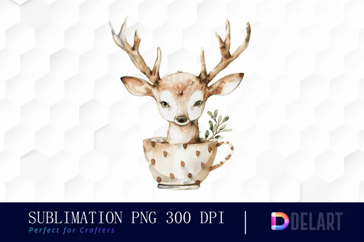 Deer in a Cup Sublimation PNG Clipart