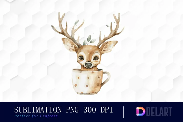 Deer in a Cup Design Clipart