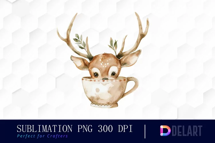 Deer in a Cup Sublimation PNG Clipart