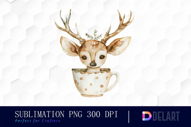 Deer in a Cup Design Clipart