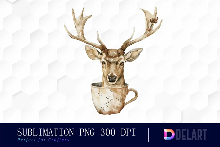 Deer in a Cup Graphics Clipart