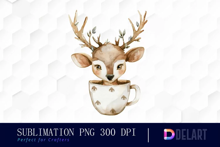 Deer in a Cup Design Clipart
