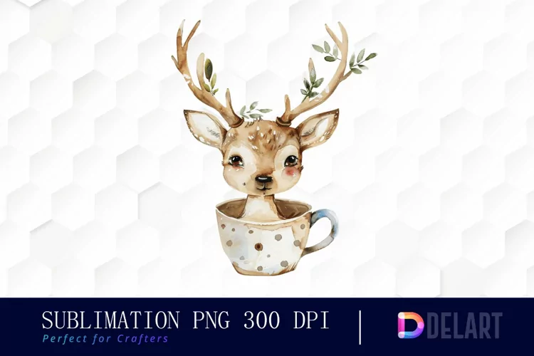 Deer in a Cup Design Clipart